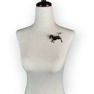 Vintage Sterling Silver Navajo Native American Horse Pony Brooch Signed Verj N.